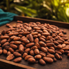 Close-up of reddish-brown Fiji Rakiraki cacao beans on a drying tray