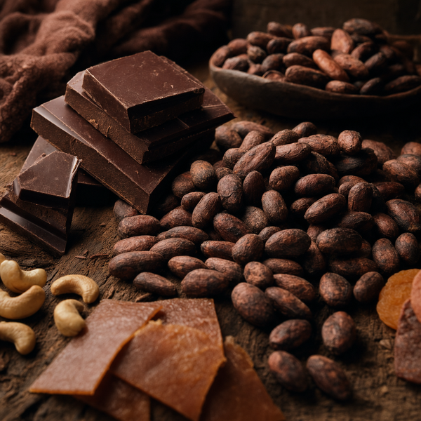Fiji Rakiraki cacao beans with dark chocolate, cashews, and dried fruit flavor cues